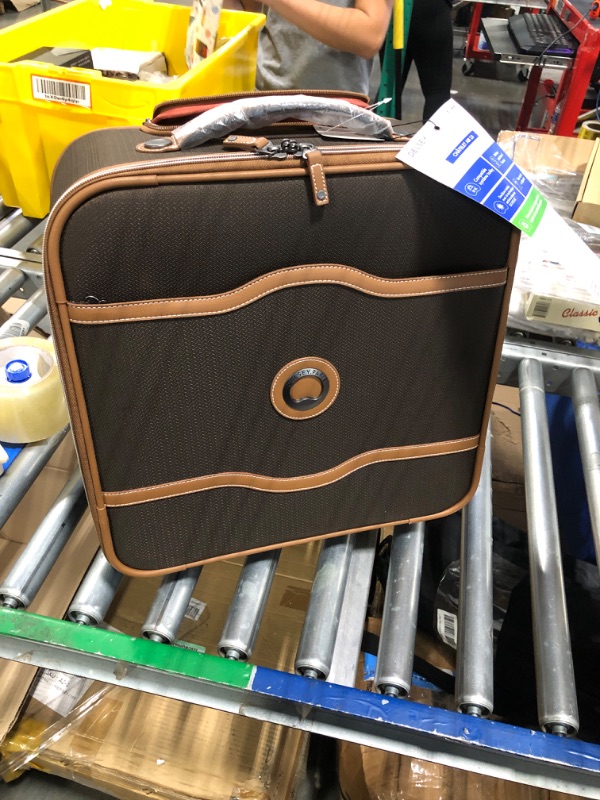 Photo 2 of ***HANDLE IS BROKEN***

DELSEY Paris Chatelet 2.0 Softside Luggage Under-Seater with 2 Wheels, Brown, Carry-on 16 Inch Carry-on 16 Inch Brown