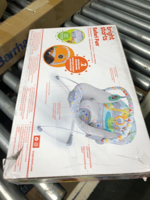 Photo 2 of Bright Starts Safari Fun 3-Point Harness Vibrating Baby Bouncer with Toy bar