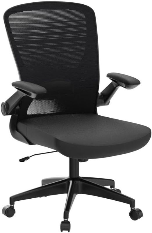 Photo 1 of Ergonomic Office Chair, Breathable Mesh Desk Chair, Lumbar Support Computer Chair with Wheels and Flip-up Arms, Swivel Task Chair, Adjustable Height Home Gaming Chair (Black)
