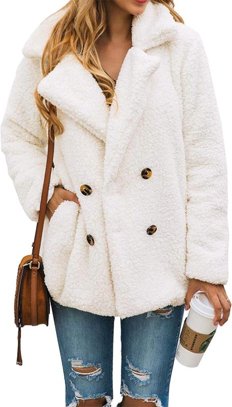 Photo 1 of PRETTYGARDEN Women's Fashion Winter Coat Long Sleeve Lapel Zip Up Faux Shearling Shaggy Oversized Shacket Jacket