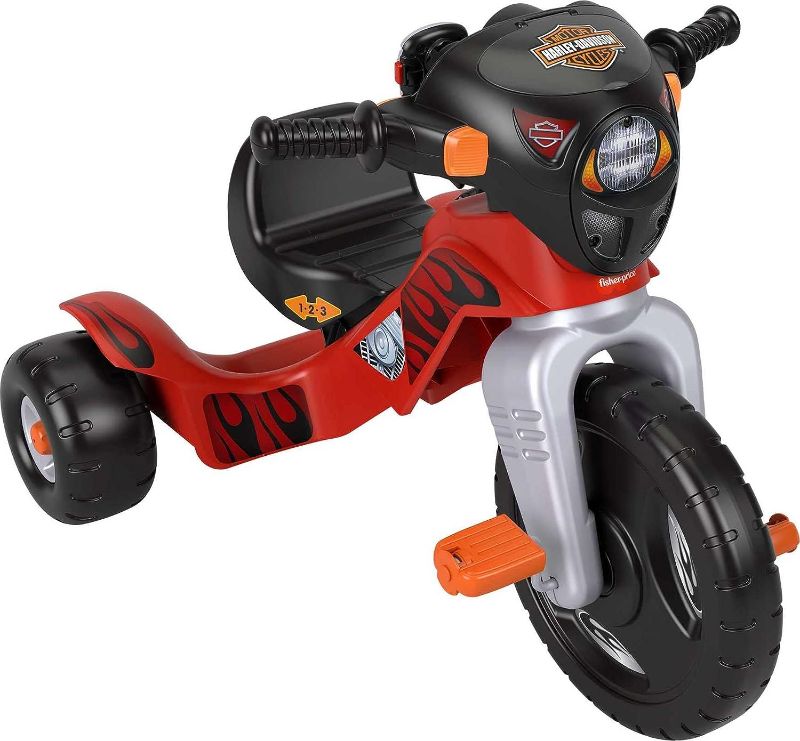 Photo 1 of Fisher-Price Harley Davidson Toddler Tricycle Ride-On Preschool Toy, Lights & Sounds Trike with Adjustable Seat (Amazon Exclusive)
