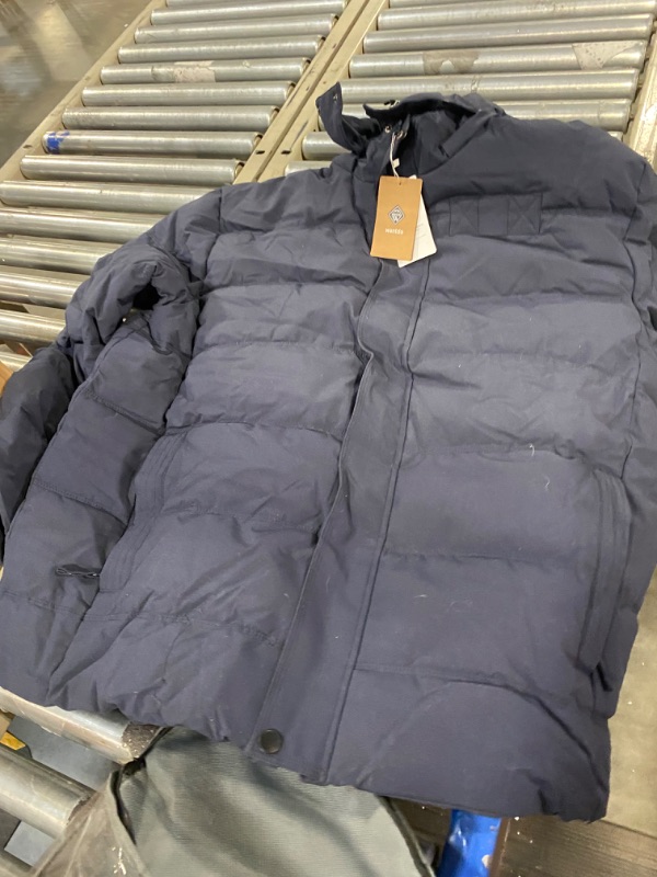 Photo 1 of Wantdo Men's Hooded Winter Coat Warm Puffer Jacket Thicken Cotton Coat with Removable Hood 3xll Navy