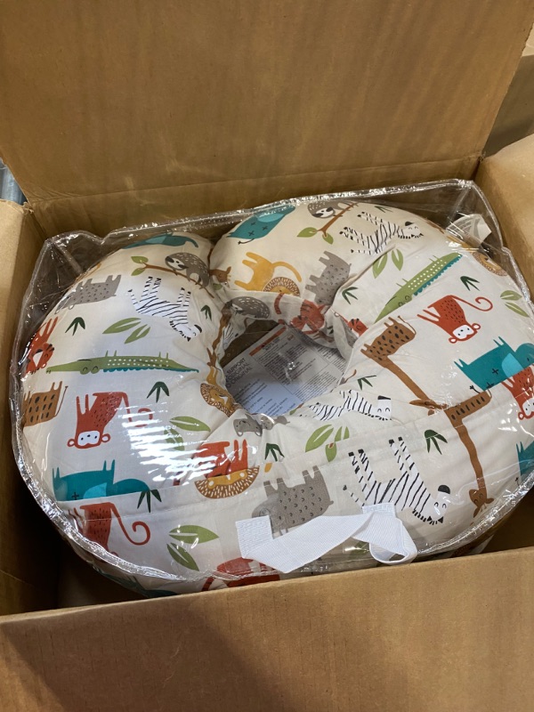 Photo 1 of Boppy Original Nursing Support, FKA Boppy Nursing Pillow, Neutral Jungle, Ergonomic Breastfeeding, Bottle Feeding, and Bonding, with Hypoallergenic Fiber Fill, with Removable Cover, Machine Washable Neutral Jungle Colors