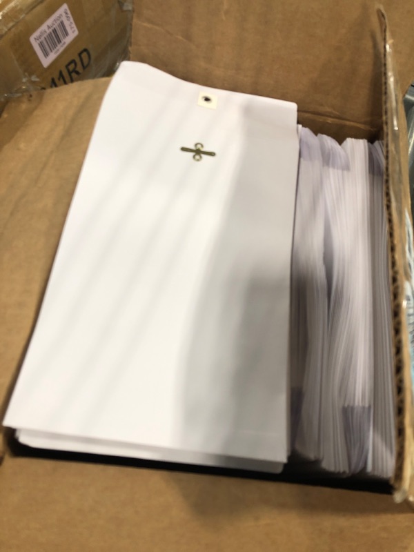 Photo 1 of Colarr 300 Pcs Clasp Envelopes 6 x 9 Open End Catalog Envelopes with Clasp Closure and Gummed Seal 28lb Heavyweight Paper Envelopes for Home Office Business Legal or School (White)