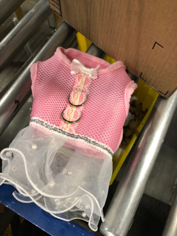 Photo 1 of balacoo Pink Dog Dress Harness Pet Lace Mesh Vest Tutu Skirt with Bowknot for Girl Dogs Cats (Pink M) Medium Pink