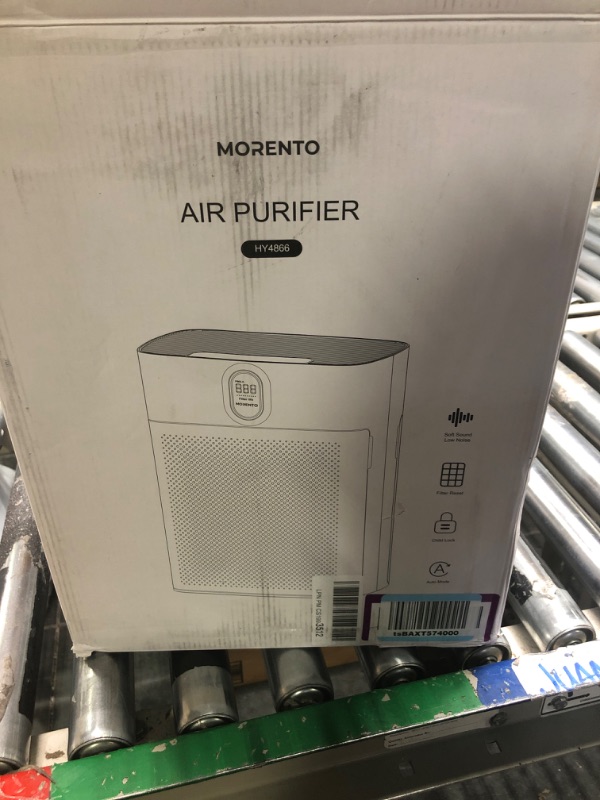 Photo 2 of Air Purifiers for Home Large Room Up to 1076 Sq Ft with PM 2.5 Display Air Quality Sensor, MORENTO H13 True HEPA Filter Remove 99.97% of Pet Hair with Double-sided Air Inlet, 24dB for Bedroom, White pearl white