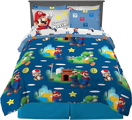 Photo 1 of Franco Super Mario Bros. Kids Bedding Super Soft Comforter and Sheet Set with Sham, 7 Piece Queen Size, (Official Licensed Product