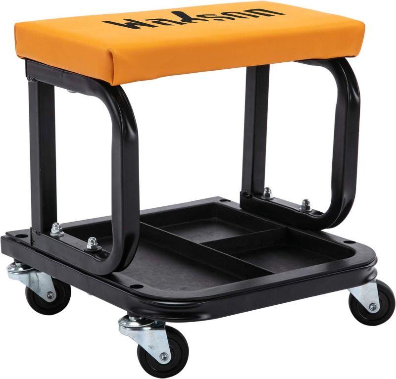 Photo 1 of ** CUT ON SEAT ** Wahson Garage Roller Seat, Upgraded Version, Rolling Shop Mechanic Creeper/Shop Stool with Tool Tray Storage, 300 lbs Capacity, Large Size