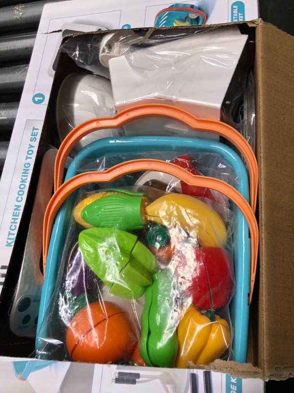 Photo 1 of CUTE STONE Pretend Play Kitchen Toy with Cookware Steam Pressure Pot and Electronic Induction Cooktop, Cooking Utensils, Toy Cutlery, Cut Play Food, Shopping Basket Learning Gift for Girls Boys White
