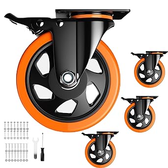 Photo 1 of 5 Inch Swivel Caster Wheels, Heavy Duty Casters Set of 4, Locking Industrial Casters with Brake, Swivel Top Plate Casters Wheels for Furniture and Workbench