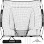 Photo 1 of 7 x 7 ft Baseball Softball Practice Net Set with Tee and Carry Bag for Batting Hitting and Pitching