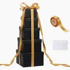 Photo 1 of 5 Pack Large Square Nesting Gift Boxes with Lids for Presents, Black Stacking Gift Box with Ribbon Card ** not exact photo**