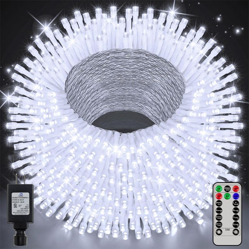 Photo 1 of 328FT 1000LED Christmas Lights Outdoor, 8 Lighting Modes White String Lights with Remote, Outdoor Christmas Lights for House Wedding Xmas Party Home Indoor Decorations