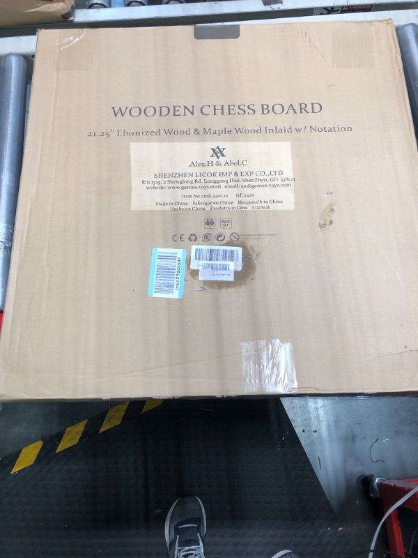 Photo 2 of A&A 21.25" Professional Wooden Tournament Chess Board/Ebony Wood & Maple Inlay / 2.25" Squares w/Notation 21.25” / 54cm Ebony Wood & Maple Inlaid - W/ Notation