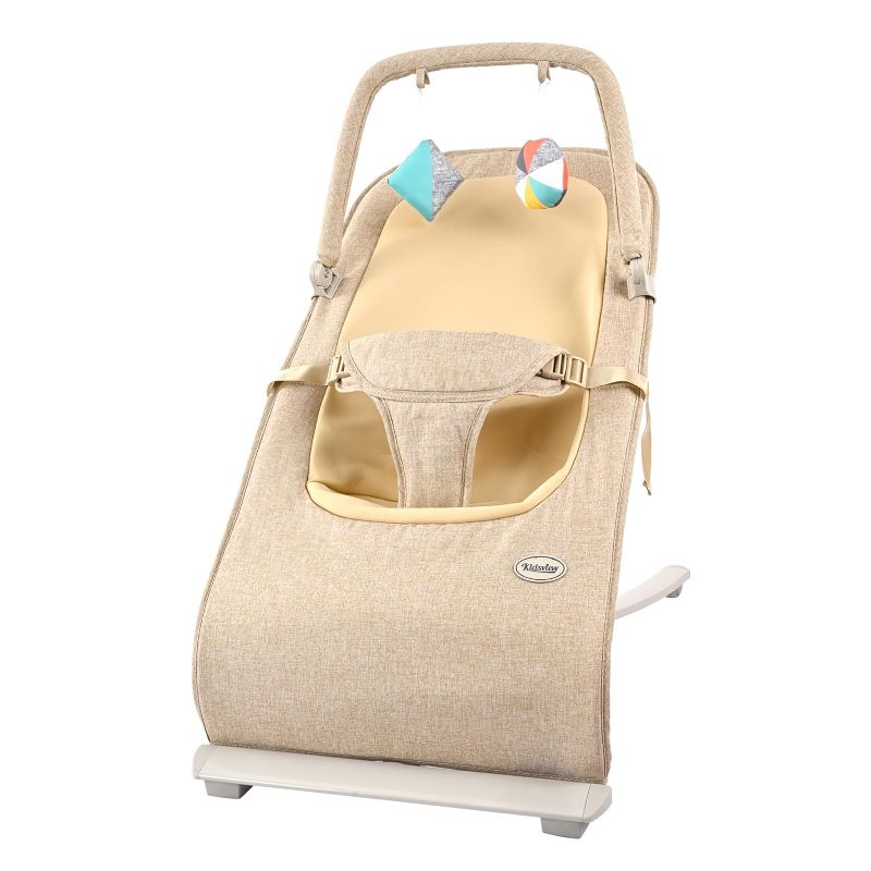 Photo 1 of Baby Bouncer,Portable Baby Bouncer Seat for Infants,Bouncer Seat for Babies, Newborn Bouncer with 3-Point Harness, Seat & Infant to Toddler Rocker for Babies 0-6 Months (Khaki)