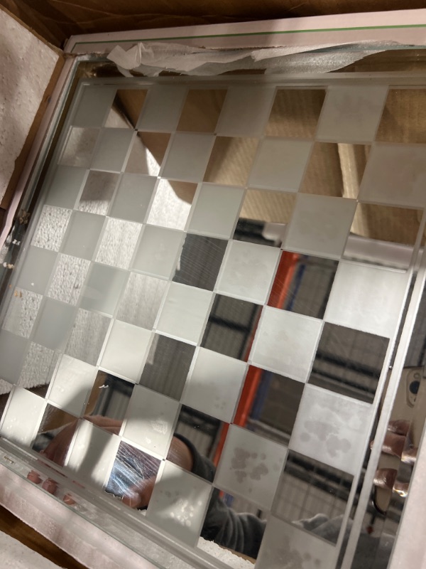 Photo 1 of Avant-Garde Black Frosted Glass Chess Set with Mirror Board