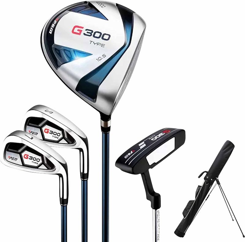 Photo 1 of **For Juniors ** PGM Men's Complete Golf Club Set - 4 Pieces - #1 Driver - #7 Iron - Sand Wedge - Putter - Golf Stand Bag - Titanium Club Head, Graphite Shaft
