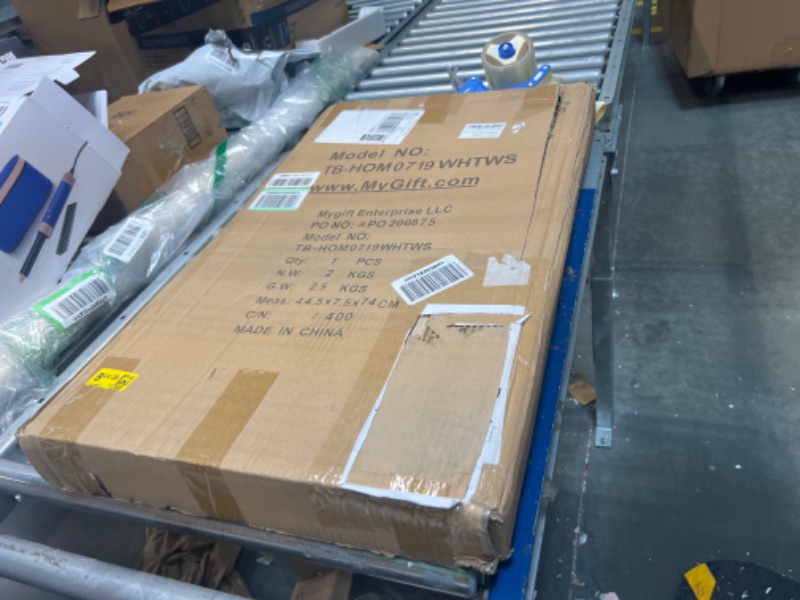 Photo 1 of MyGift 2 Tier Rustic Whitewashed Solid Wood Freestanding Foldable Indoor Plant Stand, Decorative Wooden Display Shelf