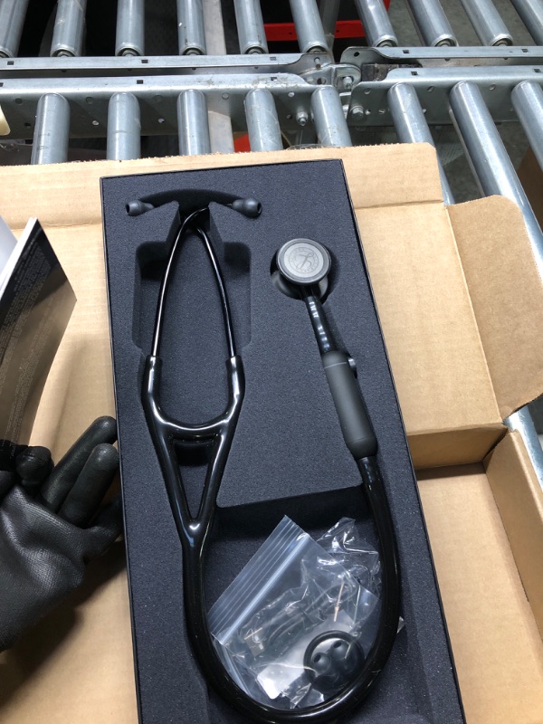 Photo 2 of 3M™ Littmann® CORE Digital Stethoscope, Black Chestpiece, Tube, Stem and Headset, 27 inch, 8480 Black Tube, Black Stem Black-Finish Chestpiece