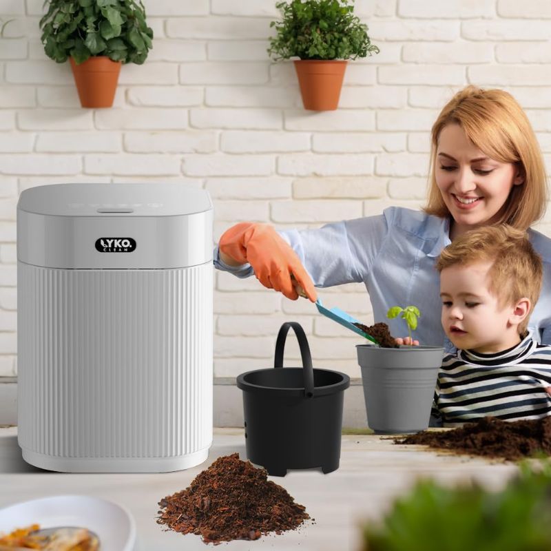 Photo 1 of 2023 Upgraded Electric Composter for Kitchen, 2.5L Smart Countertop Composter Indoor Odorless with UV lamp and Replaceable Carbon Filter, Turn Food Waste and Scraps into Dry Compost Fertilizer white