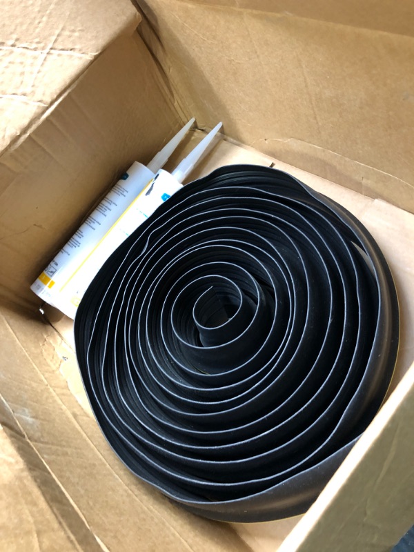 Photo 2 of 20FT Garage Door Bottom Threshold Seal Strip with 300ml Black Adhesives/Sealants, Universal Rubber DIY Bottom Floor Threshold Seal, Weatherproofing Weather Stripping Replacement 20FT (incl. 2 adhesives) Black