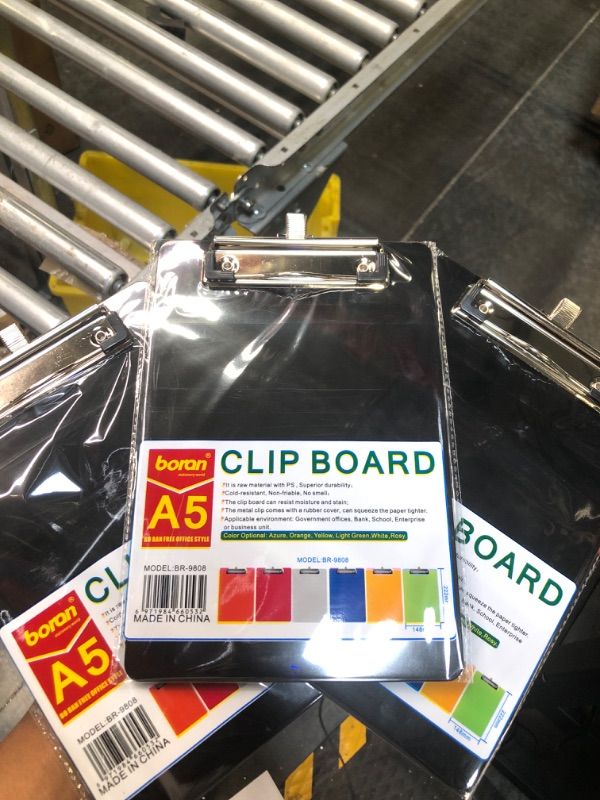 Photo 1 of Black Plastic Clipboards (Set of 6) Multipack - 22x148 MMClipboard Holds 100 Sheets, Low Profile | Colored Acrylic Clip Boards in Bulk for Kids & Professionals