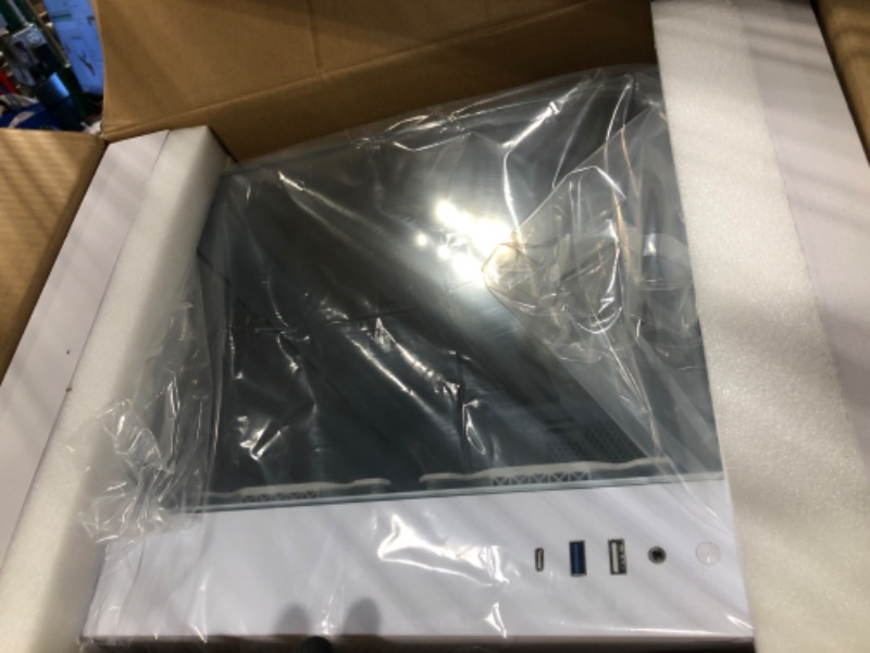 Photo 1 of MUSETEX ATX PC Case,5 PWM ARGB Fans Pre-Installed,360MM RAD Support,Type-C Gaming PC Case,270° Full View Tempered Glass Mid Tower PC Case,Pure White ATX Computer Case,Y6