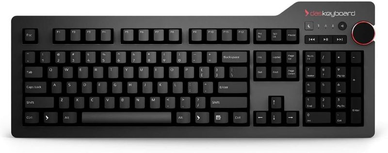 Photo 1 of Das Keyboard 4 Professional Wired Mechanical Keyboard, Cherry MX Brown Mechanical Switches, 2-Port USB 3.0 Hub, Volume Knob, Aluminum Top (104 Keys, Black)
