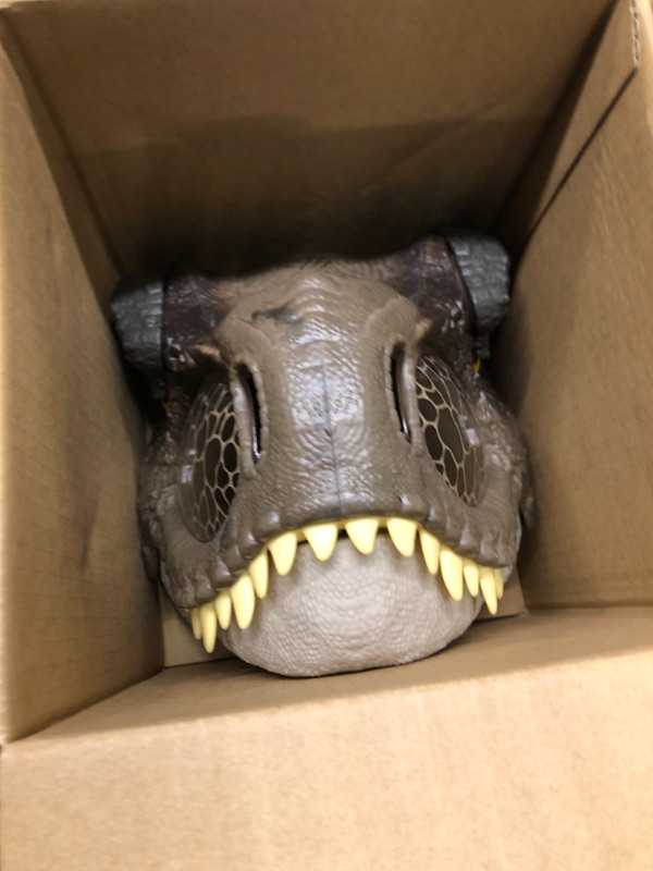 Photo 5 of ?Jurassic World Dominion Dinosaur Mask Tyrannosaurus Rex Chomp N Roar with Motion and Sounds, T Rex Costume for Kids Role-Play ???? Frustration Free Packaging