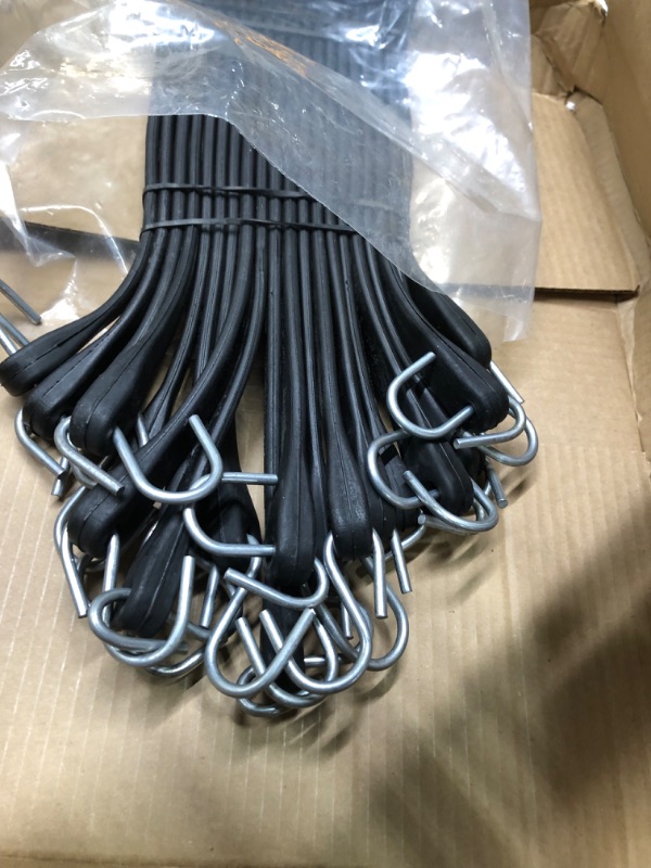 Photo 3 of Rubber Bungee Cords with Hooks 10 Pack 31 Inch (47” Max Stretch) Heavy-Duty Black Tie Down Straps for Outdoor, Tarp Covers, Canvas Canopies, Motorcycle, and Cargo - by Xpose Safety 10 31 Inch