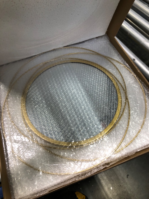 Photo 3 of 2 Set 15.7'' Gold Circle Mirrors Wall Decor Iron Frame Mirrors Wall Art Round Mirrors Home Decor Hanging Mirrors for Living Room/Bedroom/Bathroom/Entryway (Medium Size 15.7 inch ,Circles) 2 Set Circle Wires?15.7''each? 2