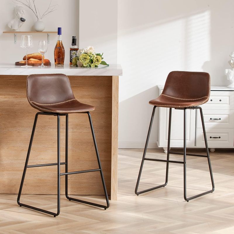 Photo 1 of ** FOR PARTS ONLY ** HeuGah Bar Stools,30" Bar Height Stools Set of 2,Faux Leather Bar Stools with Back,Modern Counter Stool for Kitchen Island (Brown)
