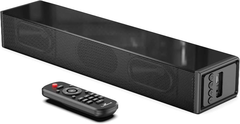 Photo 1 of LARKSOUND Small Sound Bar for TV, PC, Gaming, Surround Sound System, Mini TV Speaker Soundbar with Bluetooth/HDMI ARC/Optical/AUX/USB Connections