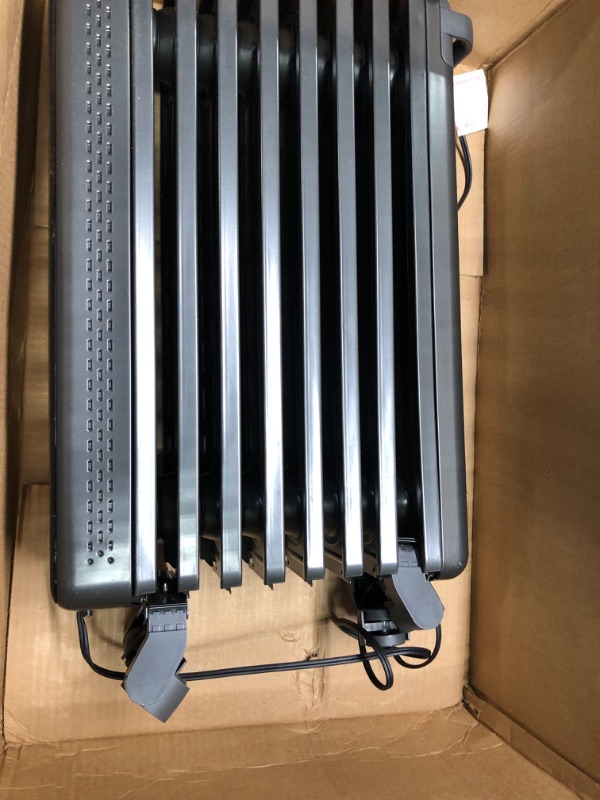 Photo 4 of *** NEEDS NEW WHEEL** Dreo Radiator Heater, 1500W Portable Space Oil Filled Heater with Remote Control, 4 Modes, Overheat & Tip-Over Protection, 24h Timer, Quiet, Large Space, Anti-scald Handle, Large Carpet Caster, Indoor Space Gray
