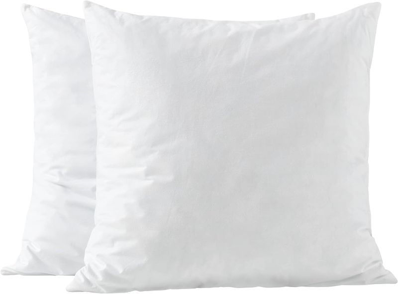 Photo 1 of 26x26 Euro Throw Pillow Inserts-Down Feather Pillow Inserts-Cotton Fabric-Set of 2-White.