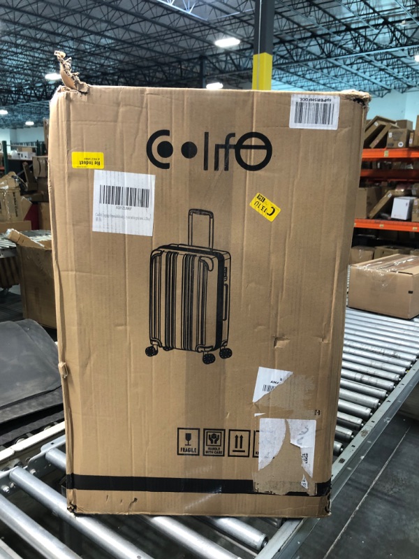 Photo 1 of Coolife Luggage Expandable(only 28") Suitcase PC+ABS Spinner 20in 24in 28in Carry on (white grid new