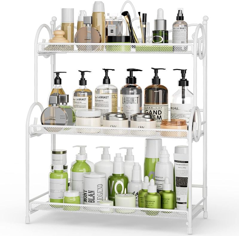 Photo 1 of 
EKNITEY Countertop Organizer for Bathroom - 3 Tier Bathroom Sink Organizer Countertop Spice Rack Organizer for Countertop Storage Shelf White (No Assembly)