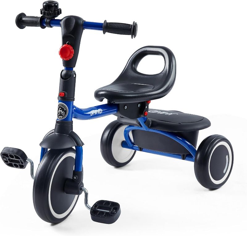 Photo 1 of JMMD Toddler Tricycles Age 18 Months-5, Foldable Kids Trike with Removable Storage Basket, Toddler Bike Gift for Boys and Girls, Blue

