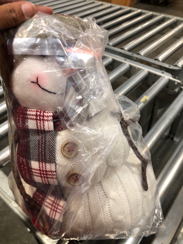 Photo 1 of  snowman plush with flannel scarf