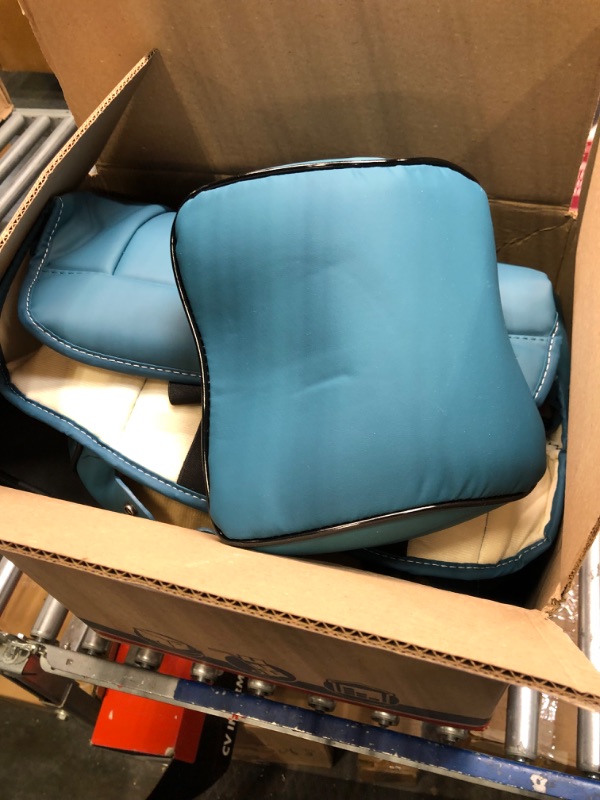Photo 1 of ANKIV Universal Fit Waterproof Breathable Nappa Leather Automotive Vehicle Car Seat Covers Set Cushion Protector for Sedan SUV Black Light Blue Full Set 5 Seats