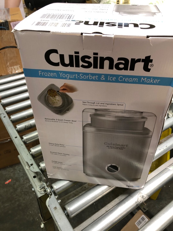 Photo 2 of ***FOR PARTS ONLY***

CUISINART Ice Cream Maker, Ice Cream and Frozen Yogurt Machine, 2-Qt. Double-Insulated Freezer Bowl, Silver, ICE30BCP1 Brushed Chrome