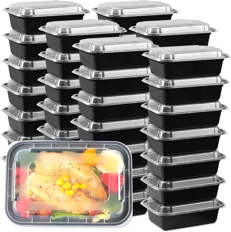 Photo 1 of 50 Pack Meal Prep Containers Reusable Food Containers With Lids 24oz, 1 Compartment Disposable Food Storage, Reusable Lunch Boxes Food Grade Bento Box, Microwave/Freezer/Dishwasher Safe