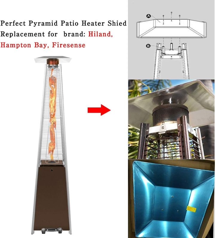 Photo 1 of 4-Sided Propane Heat Reflector Shield, Pyramid Patio Heater Replacement Top for Glass Tube Outdoor Heaters