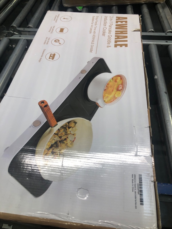 Photo 2 of 2-in-1 Electric Griddle & Cooktop,2 Cooking Zone with Adjustable Temperature,1800W Countertop Burners with Removable Griddle Pan Non-stick Golden Griddle Pan