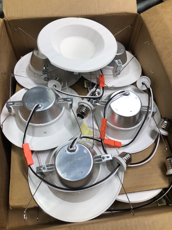 Photo 2 of 12 Pack 5/6 Inch LED Can Lights Retrofit Recessed Lighting, 5CCT 6 Inch Recessed Lights Selectable 2700K-6000K Dimmable, 12W=75W, 1200LM Downlight with Metal Smooth Trim-ETL and Energy Star Certified 5/6IN-12PACK 5/6INCH