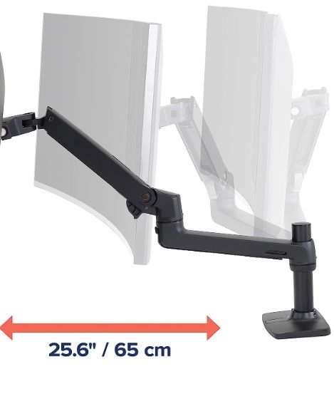 Photo 1 of Ergotron - LX Premium Monitor Arm • Single Monitor Desk Mount • fits Flat Curved Ultrawide Computer Monitors up to 34 Inches • 7 to 25 lbs • VESA 75x75mm or 100x100mm • Matte Black