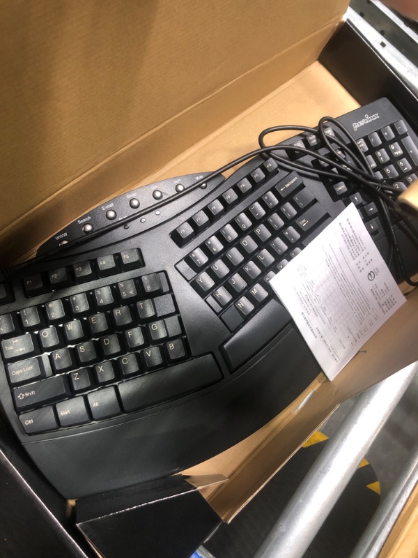 Photo 1 of Perixx Periboard-512 Ergonomic Split Keyboard - Natural Ergonomic Design - Black - Bulky Size 19.09"x9.29"x1.73", US English Layout Wired Black Keyboard