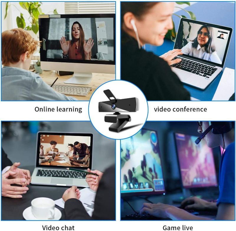 Photo 3 of 1080P Web Camera, 60FPS Webcam with Microphone, Qtniue USB Webcam Desktop or Laptop, Streaming Webcam for Computer Widescreen Video Calling, Conferencing or Recording, USB Computer Camera Built-in Mic