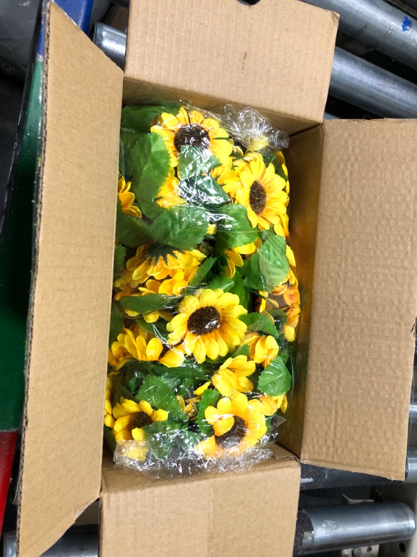 Photo 1 of DILATATA 2 Pack Artificial Sunflower Garland 6ft Silk Hanging Sunflowers Vine Fake Yellow Flowers with Green Leaves for Home Birthday Wedding Garden Party Decor
 
