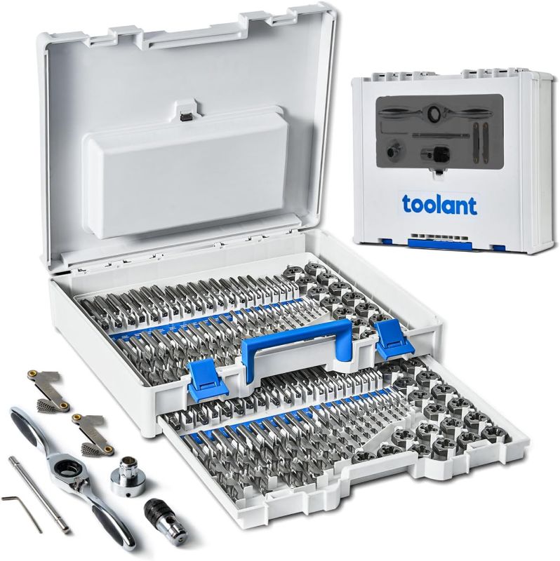 Photo 3 of toolant 127pcs SAE/Metric Tap and Die Set, Ratcheting SAE Metric TAP and Die Set Standard with Drill Bit Combo for Threading